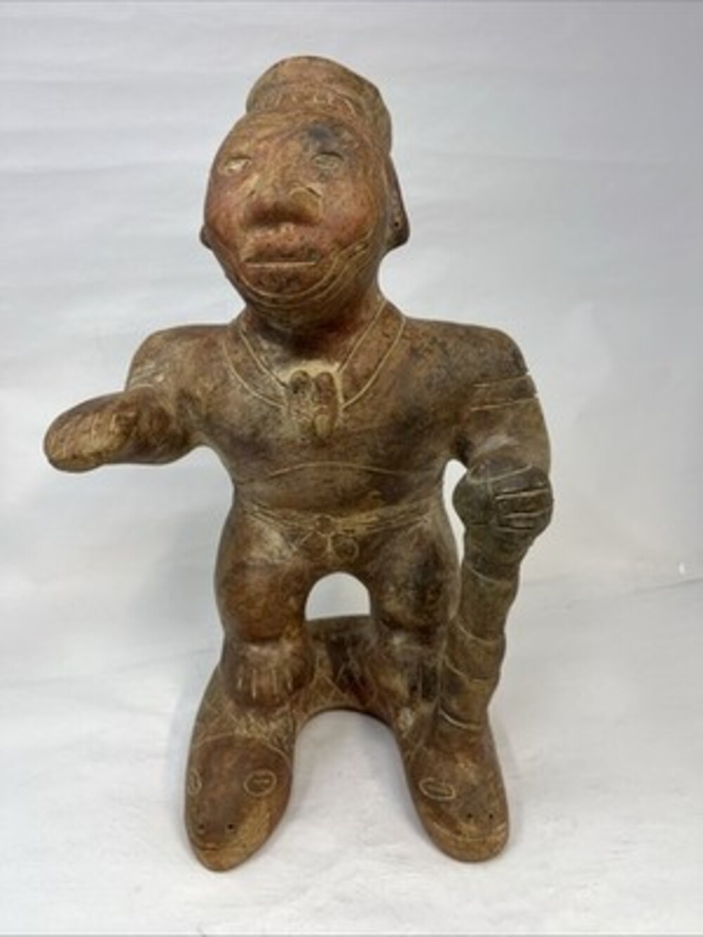 Mayan Aztec Clay Sculpture Medicine Man Tribe Elder 16 InchesMexico Vintage Rare